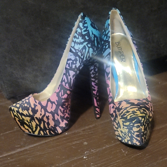 Bumper Shoes - Bumper Vibrant Animal Print Heels